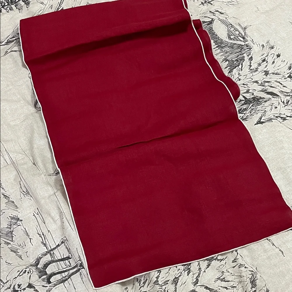 WEST ELM Red Linen Runner 14x90 in NEW without tags